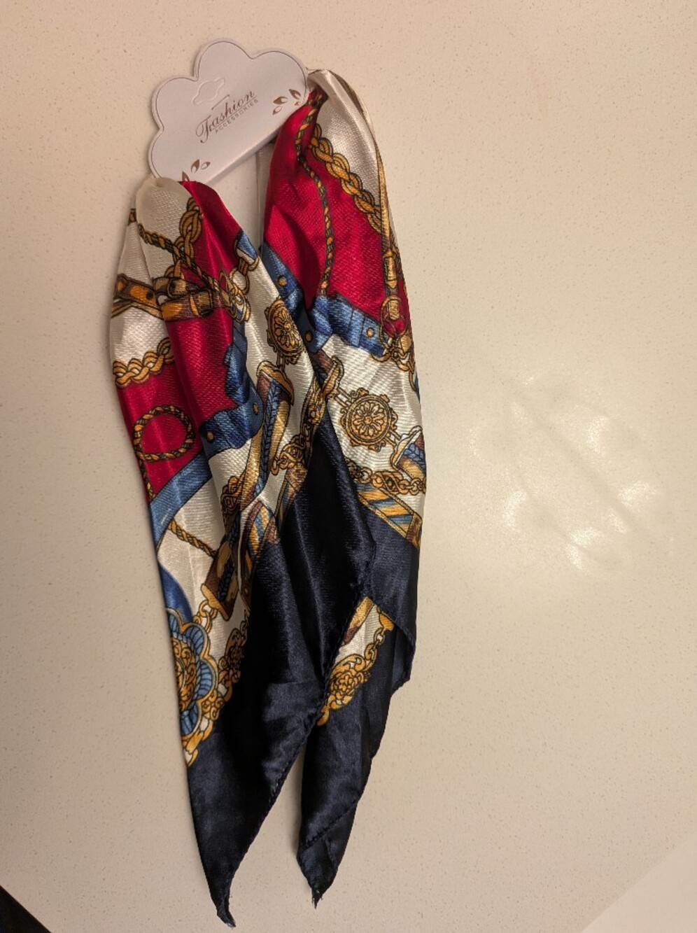 Fashion Scarf - Red, Navy & White Perfect Bag Charm Or Hair Accessory